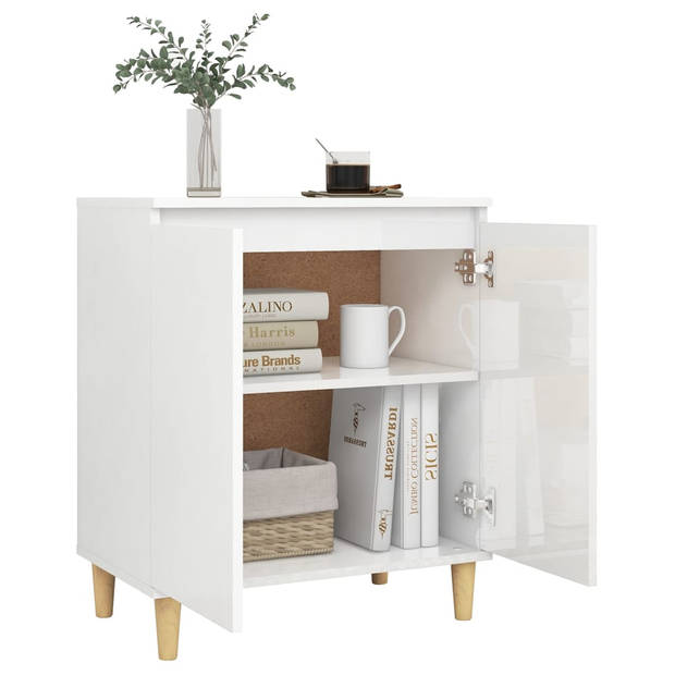 The Living Store Dressoir Scandinavische Stijl - 60 x 35 x 70 cm - Hoogglans Wit