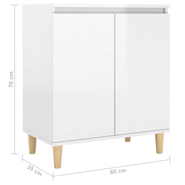 The Living Store Dressoir Scandinavische Stijl - 60 x 35 x 70 cm - Hoogglans Wit