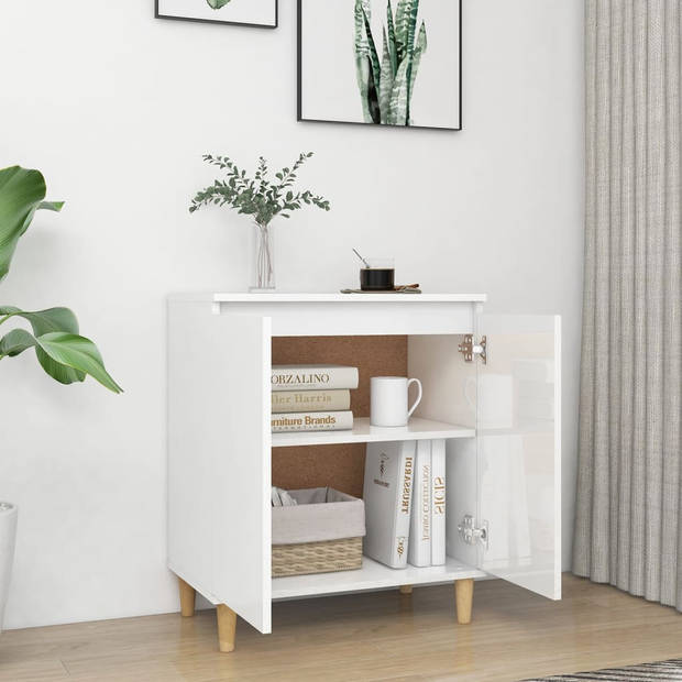 The Living Store Dressoir Scandinavische Stijl - 60 x 35 x 70 cm - Hoogglans Wit