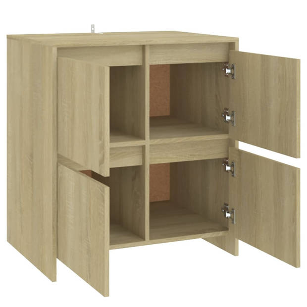 The Living Store Dressoir Sonoma Eiken - 70 x 41 x 75 cm - 4 Deuren - Montage vereist