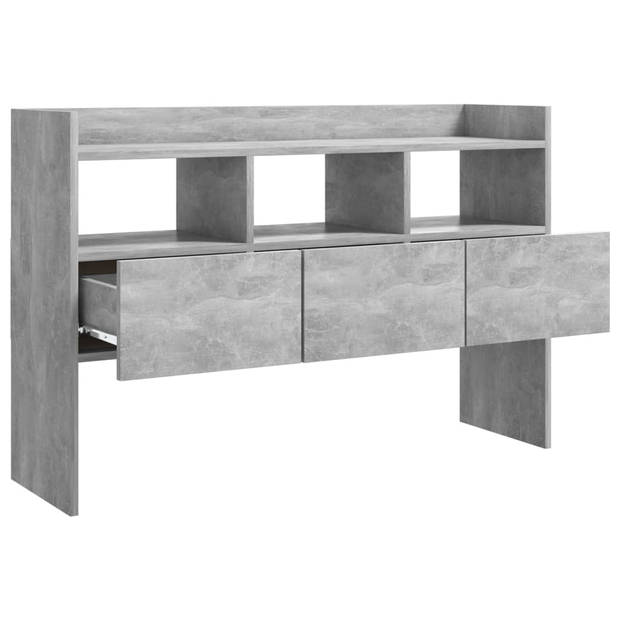 The Living Store Dressoir Betongrijs 105x30x70 cm - 3 open vakken - 3 lades