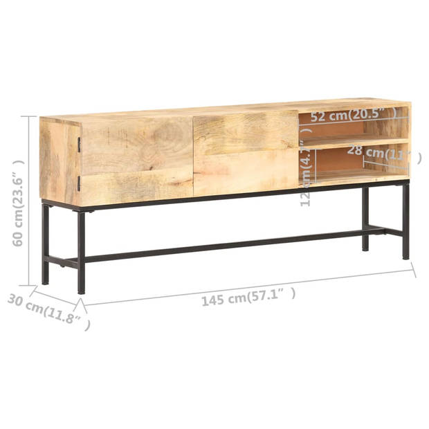 The Living Store Mangohouten Dressoir - Massief mangohout - 145 x 30 x 60 cm - Opbergkast