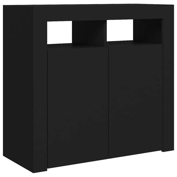 The Living Store Dressoir - LED-verlichting - 80 x 35 x 75 cm - Zwart