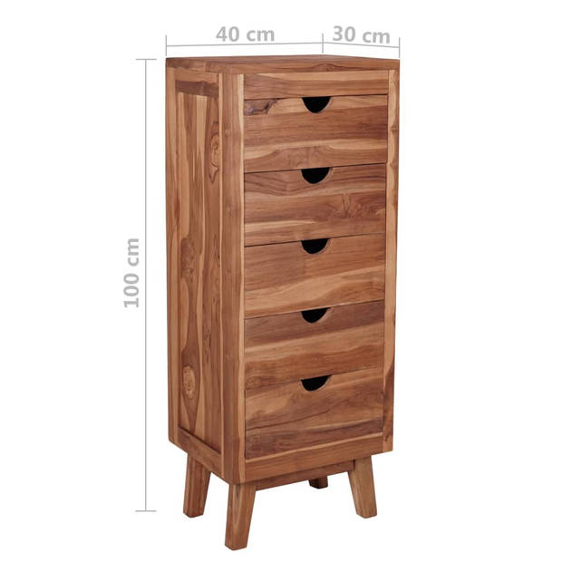 The Living Store Dressoir met 5 lades 40x30x100 cm massief teakhout - Keukenkast