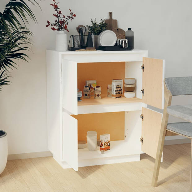 The Living Store Dressoir - Grenenhout en MDF - 60 x 34 x 75 cm - Wit