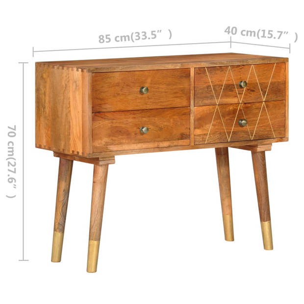 The Living Store Dressoir Vintage Massief Mangohout - 85 x 40 x 70 cm - 4 Laden