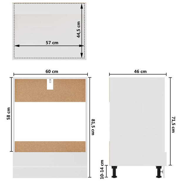 vidaXL Ovenkast 60x46x81,5 cm bewerkt hout wit