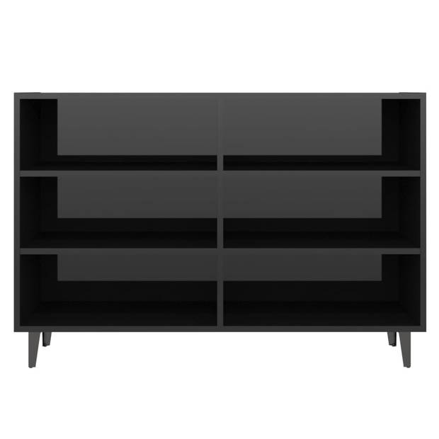 The Living Store Dressoir Industriële Stijl - 103.5 x 35 x 70 cm - Hoogglans Zwart