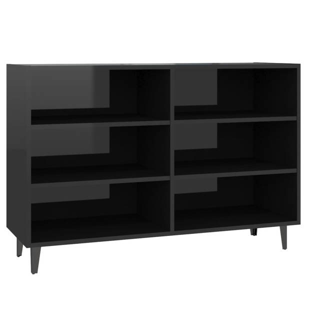 The Living Store Dressoir Industriële Stijl - 103.5 x 35 x 70 cm - Hoogglans Zwart