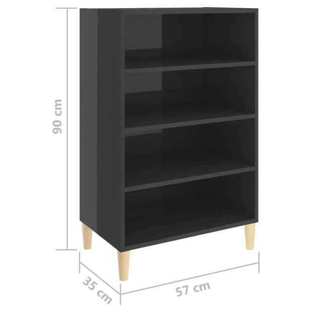 The Living Store Dressoir - Spaanplaat - Hoogglans grijs - 57 x 35 x 90 cm