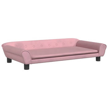 The Living Store Hondenbank Fluweel - Roze - 100 x 50 x 21 cm - Geschikt voor kleine honden - Draagvermogen 50 kg