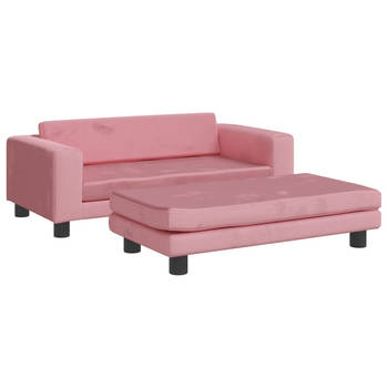 The Living Store Hondenbed - Verlengbaar - Roze - Fluweel - Massief grenenhout - 100x50x30 cm - Draagvermogen 50 kg