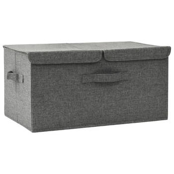 The Living Store Inklapbare opbergbox - 50 x 30 x 25 cm - antraciet stof - 2 vakken