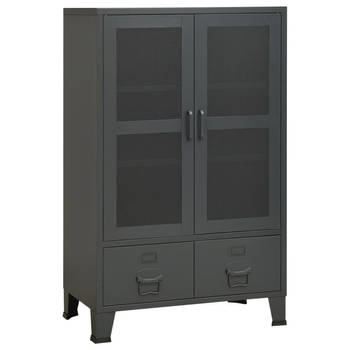 The Living Store Industriële Kast - 70 x 40 x 115 cm - Antraciet - Metaal