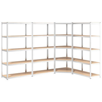 The Living Store Opbergrek - Rechthoekig Schap - 90 x 40 x 180 cm - Zilver