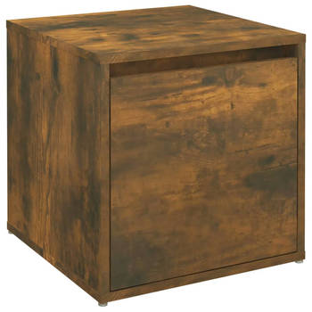 The Living Store Opbergbox Opbergkist - 40.5 x 40 x 40 cm - Gerookt eiken hout