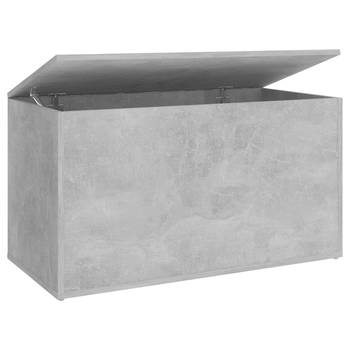 The Living Store Dekenkist Bewerkt Hout - 84 x 42 x 46 cm - Betongrijs