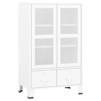 The Living Store Industriële kast - 70 x 40 x 115 cm - wit - metaal