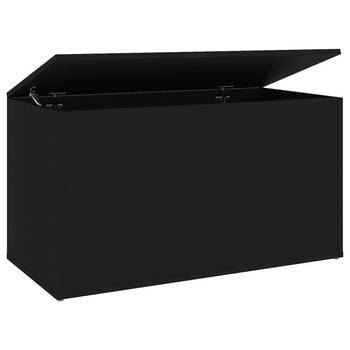 The Living Store Opbergbox - Dekenkist - 84x42x46 cm - zwart - bewerkt hout