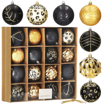 Kerstballen 16 Stuks Goud/Zwart