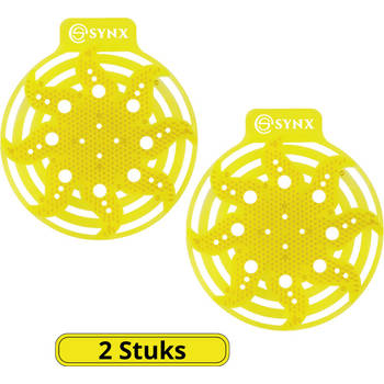 Synx Tools Powerscreen UrinoirMatje 2 Stuks Geel Citrus - urinoirmatten - 30 Dagen Geur - Anti spat mat WC - Toilet Mat