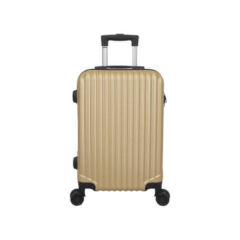 Handbagage koffer 55cm goud 4 wielen trolley met pin slot reiskoffer