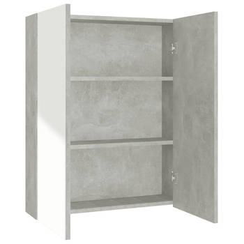 The Living Store Wandspiegelkast - Betongrijs - MDF en glas - 60 x 15 x 75 cm - 2 deuren - 3 vakken