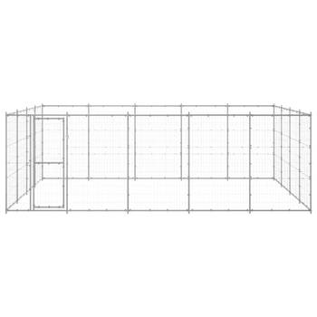 The Living Store Hondenkennel - Gegalvaniseerd Staal - 550 x 440 x 180 cm - Met Deur - Zilver