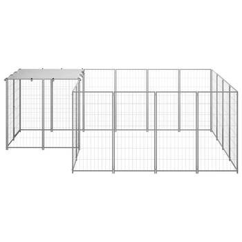 The Living Store Hondenren 330x220x110 cm - waterbestendig dak - veiligheidsgrendel - zilverkleurig/zilvergrijs