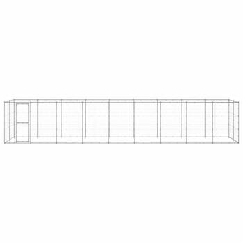 The Living Store Hondenkennel - Zilver - Gegalvaniseerd Staal - 990 x 220 x 180 cm - Met Deur