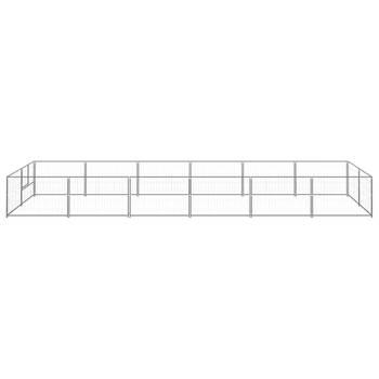 The Living Store Hondenren - Grote stalen buitenkennel - 600 x 200 x 70 cm - Zilverkleurig