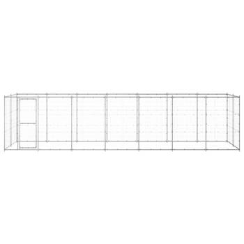 The Living Store Hondenkennel - Gegalvaniseerd staal - 770 x 220 x 180 cm - Afsluitbaar - Zilver