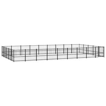 The Living Store Hondenhok Hondenkennel - Zwart - 873 x 485 x 100 cm - Stalen stangen - Gepoedercoat staal