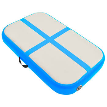 The Living Store Opblaasbare Sportmat - Gymnastiekmat 60x100x20 cm - Schokabsorberend - Waterdicht - Grijs/Blauw