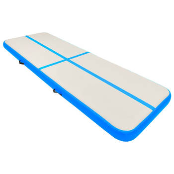 The Living Store Sportmat - Opblaasbaar - 500x100x20 cm - Grijs en blauw - Hoge-dichtheid PVC