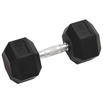 The Living Store Dumbbell - Halter - 12.5 kg - Rubberen Coating - Anti-rol - Comfortabel Handvat - Multifunctioneel