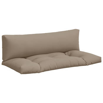 The Living Store Palletkussens - Polyestervulling - Voor binnen en buiten - 110 x 58 x 10 cm - Taupe