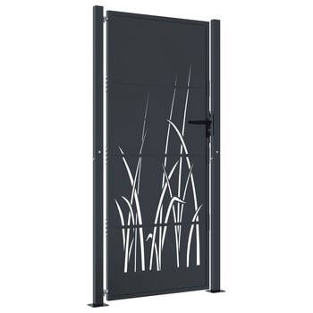 The Living Store Poort 105x180 cm met grasontwerp staal antracietkleurig - Tuinpoort