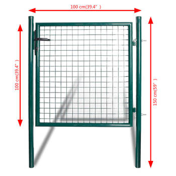 The Living Store Tuinpoort - Staal - Donkergroen - 100x150 cm - Robuust slot