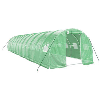 The Living Store Broeikas 12x3x2m - Groen - PE - gegalvaniseerd staal