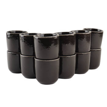 OTIX Espresso Kopjes - Set van 12 - 100 ml - Zonder Oor - Zwart - Aardewerk