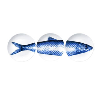 Borden met Vis (3 stuks) Heinen Delfts Blauw Design Delfts Blauw Wandbord Wanddecoratie