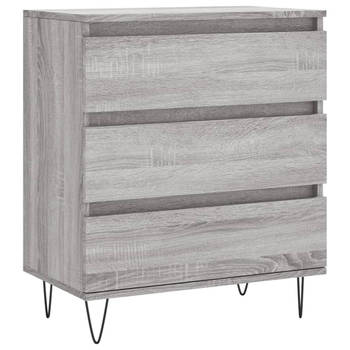 The Living Store Dressoir Opbergkast - 60x35x70 cm - Grijs Sonoma Eiken - Bewerkt Hout en IJzer