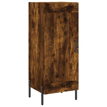 The Living Store Dressoir - Smoked Oak - 34.5 x 34 x 90 cm - Met opbergruimte - Displayfunctie - Metalen poten