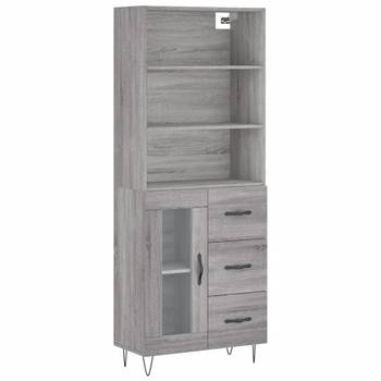 The Living Store Opbergkast Dressoir 69.5x34x180 cm - Grijs Sonoma Eiken - Duurzaam Materiaal