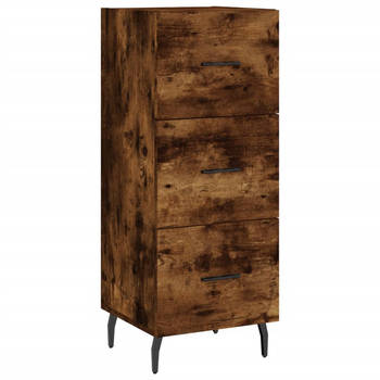 The Living Store Modern Dressoir - Bijzetkast - Gerookt Eiken - 34.5 x 34 x 90 cm - 3 Lades