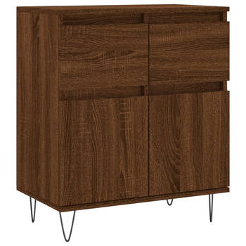 The Living Store Dressoir Living - Bruineiken - 60 x 35 x 70 cm - Duurzaam bewerkt hout en ijzer