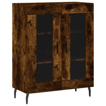The Living Store Dressoir Classic - Gerookt Eiken - 69.5 x 34 x 90 cm - Glas Bevat opbergruimte