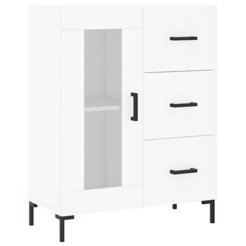 The Living Store-Dressoir-69-5x34x90-cm-bewerkt-hout-wit - Keukenkast