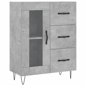 The Living Store-Dressoir-69-5x34x90-cm-bewerkt-hout-betongrijs - Keukenkast